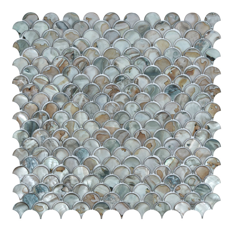 Mother of Pearl 1" x 1" Seashell Fish Scale Mosaic Sheet, Bahamas