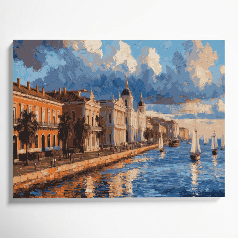 Art urbain sur toile, cités, villes de Montevideo, H 12 po x l 18 po