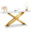 55 Inch Modern Console Table, Gold Entryway Table Behind Sofa Couch, Narrow Rectangular Sofa Table For Living Room, Bedroom, Front Hall, Hallway, Gold & White
