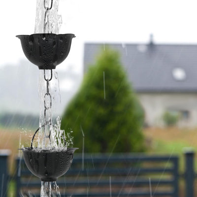 8.5 Feet Metal Rain Chain for Gutters, Flowers - Shaped Rain Chain,