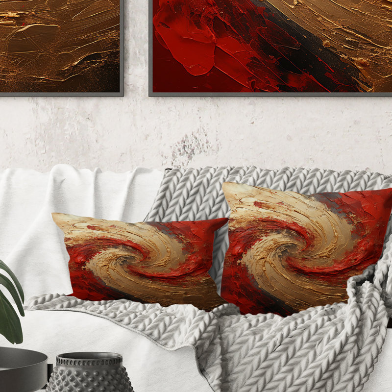 Coussin décoratif Red Gold Fusion Spiral - Abstract Spirals, 18" x 18"