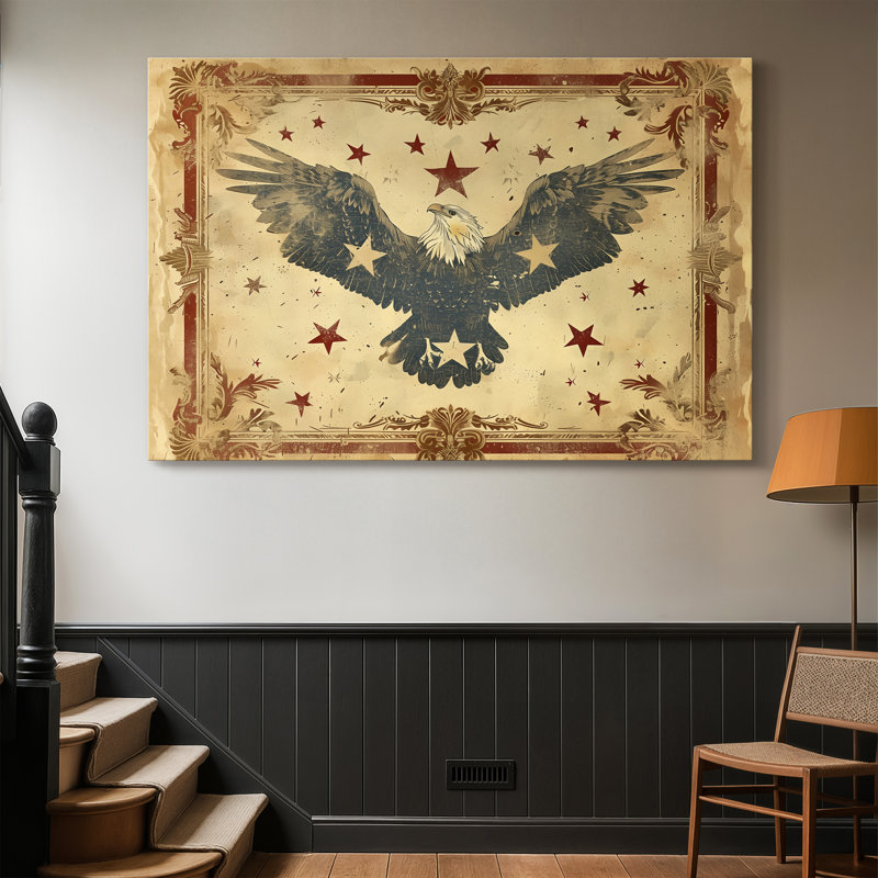 Aigle antique dans un cadre - Toile tendue avec châssis - Prêt à accrocher, 36X48