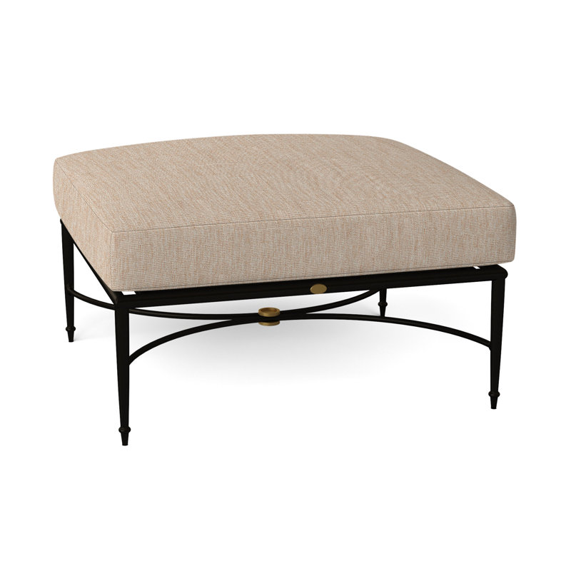 Roma Wrought Aluminum Outdoor Ottoman, No Welt, Canvas Sand