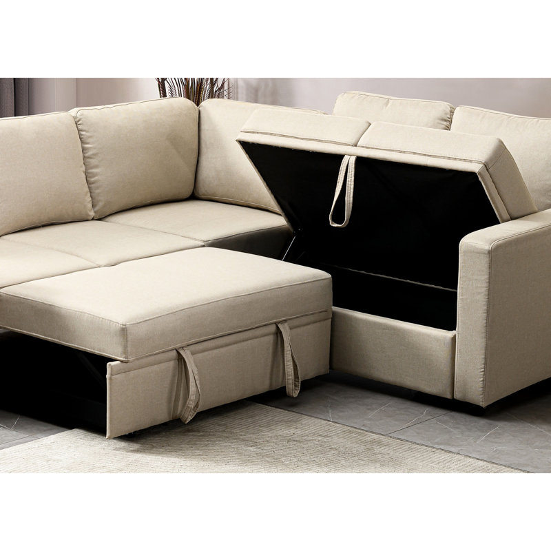 Lit modulaire Space Beige - Siège confortable à 5 places avec coussins moelleux et dossier solide en bois massif, processus d'assemblage de 10 minutes, idéal pour les petits dortoirs bureaux confortables