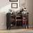 47.24'' Bar Cabinet With LED Light And 16-Grid Wine Rack, Glass Holder