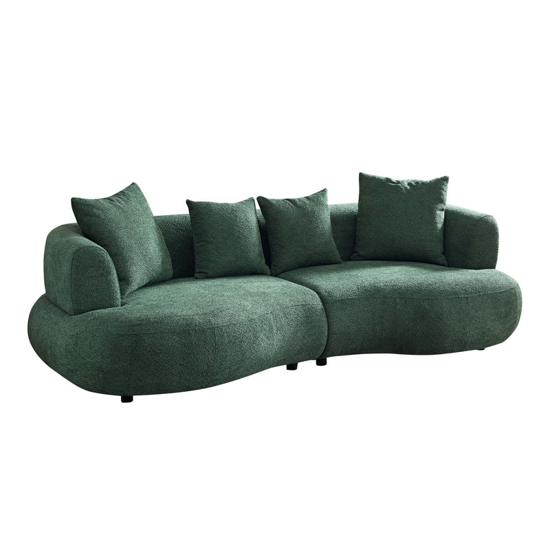 Canapé modulaire incurvé 102,36 po Mid-Century, Boucle verte
