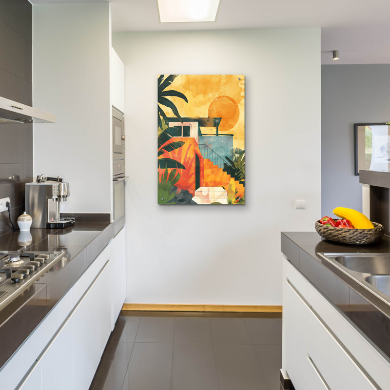 Art mural en verre Happy House 2 'par Momart, H 36 po x l 24 po x P 0,2 po