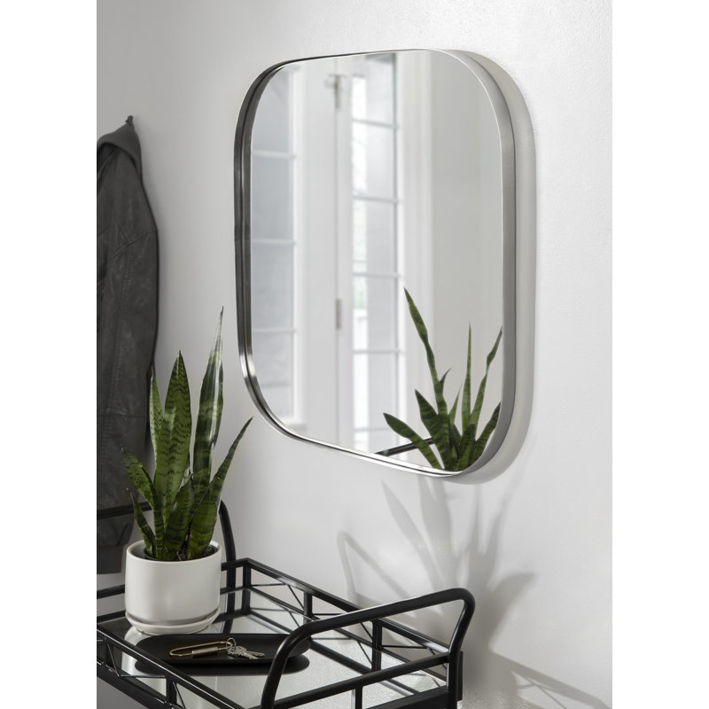 Slade Metal Flat Mirror, 24" x 24", Silver