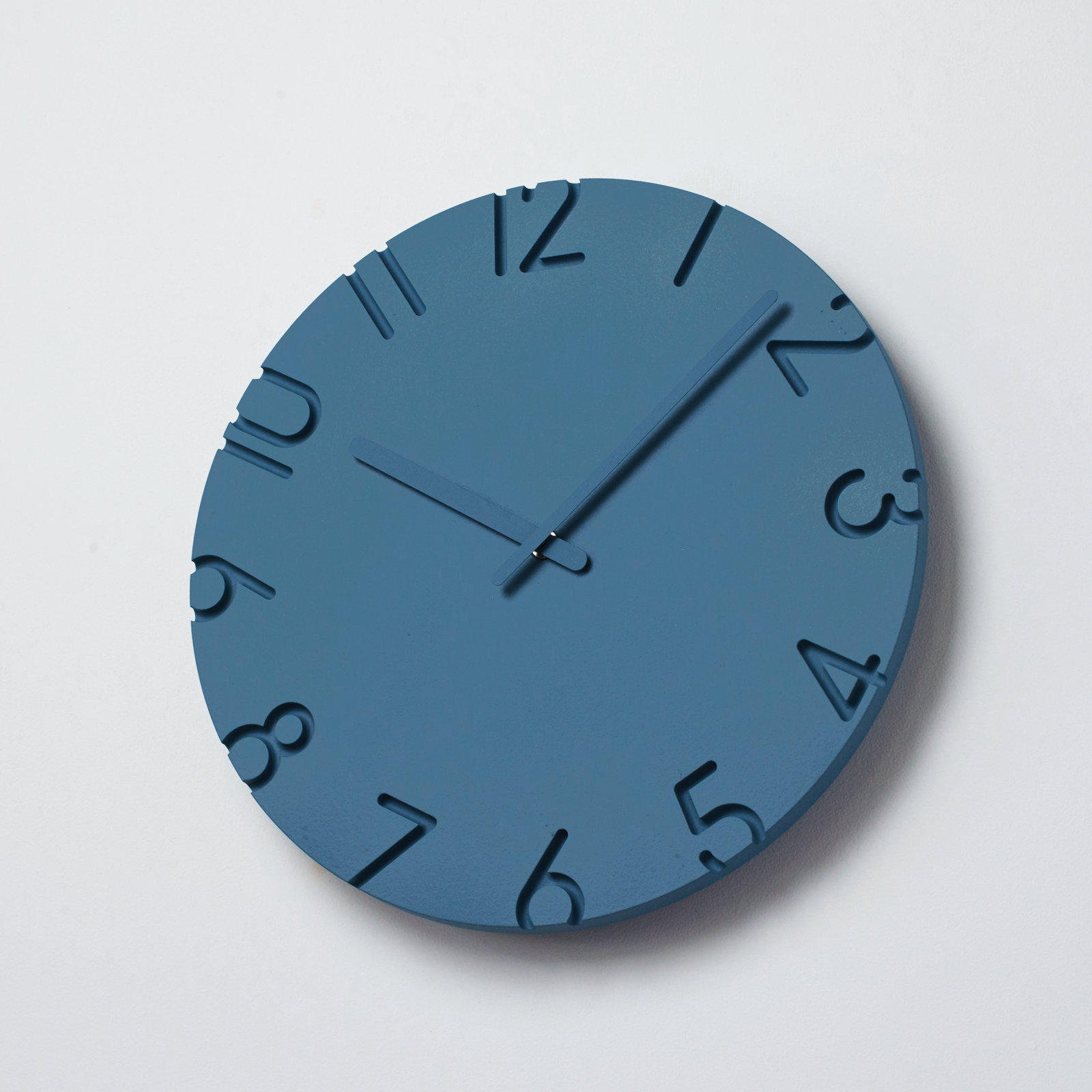 Lemnos CARVED Colored Clock, Blue
