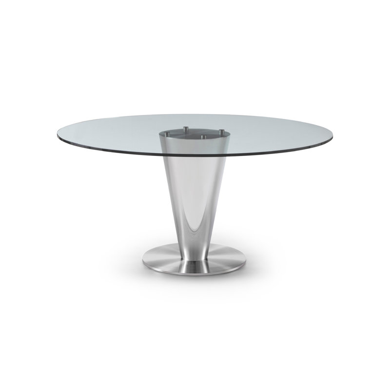 Breit Round Glass Top Metal Base Dining Table