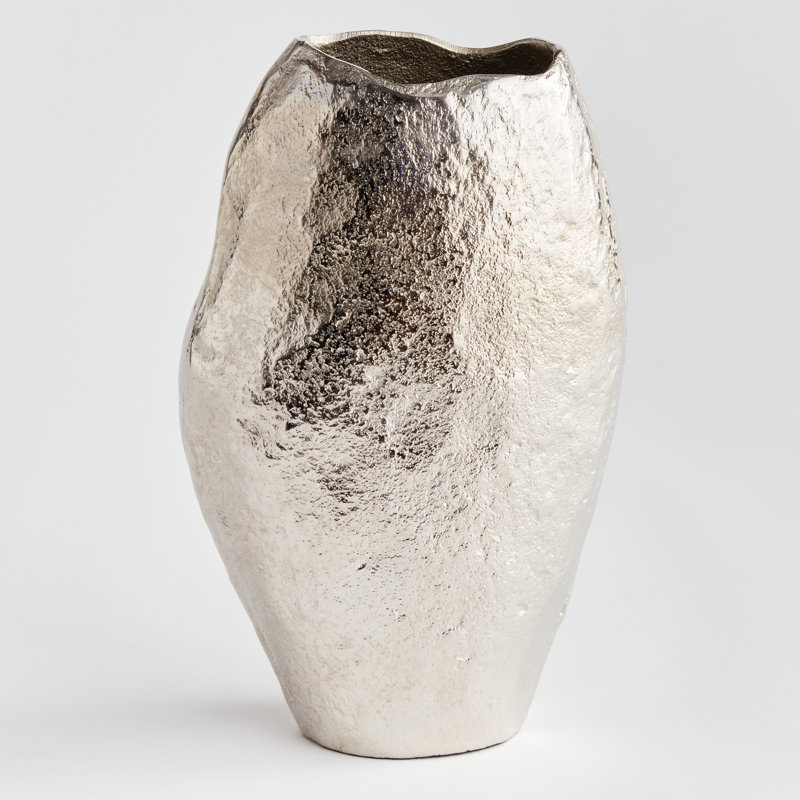 Harlin Short Vase, Silver, 13.25" H x 8" W x 3.75" D