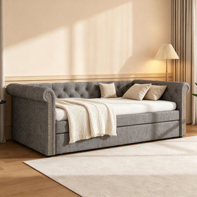 Upholstered Daybed with Trundle Bed