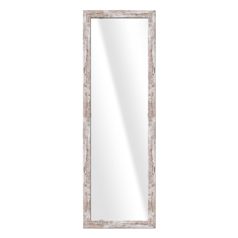 Jarel Wood Flat Wall Mirror, 127cm H x 47cm W, White/Brown