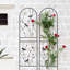 Ensemble de 2 treillis de jardin antirouille 71 po x 19,7 po, support pour plante d'extérieur, décor floral, noir, installation facile, support, méthode simple-896970989