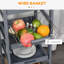 Îlot de cuisine mobile avec tiroir, rangement pour panier et plateau, rangement pour tiroir gris et gris