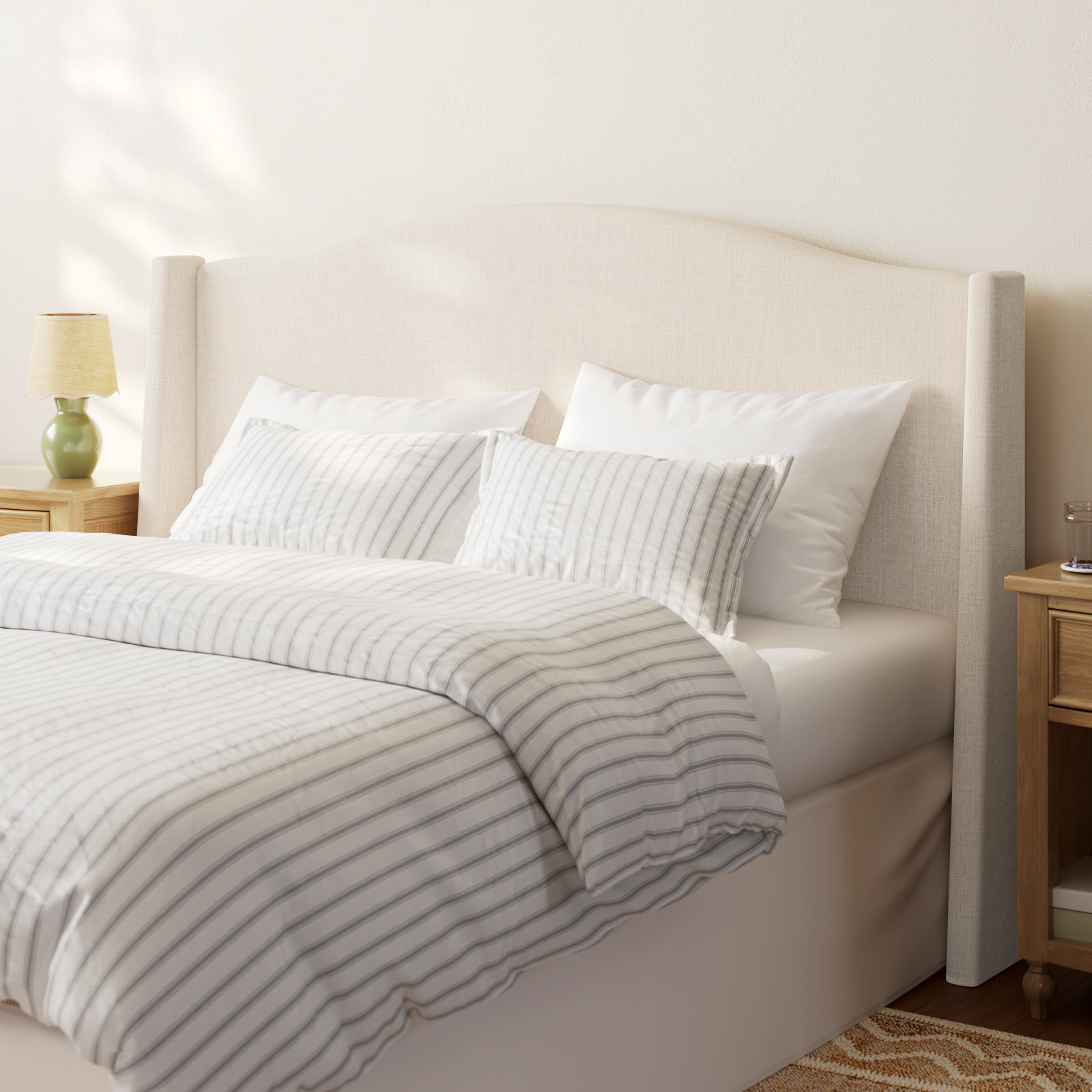 Byrd Cotton Headboard, King, Classic Talc Linen