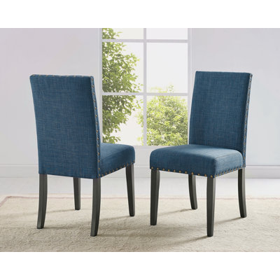 Chaises de salle à manger en tissu avec garniture cloutée, ensemble de 2