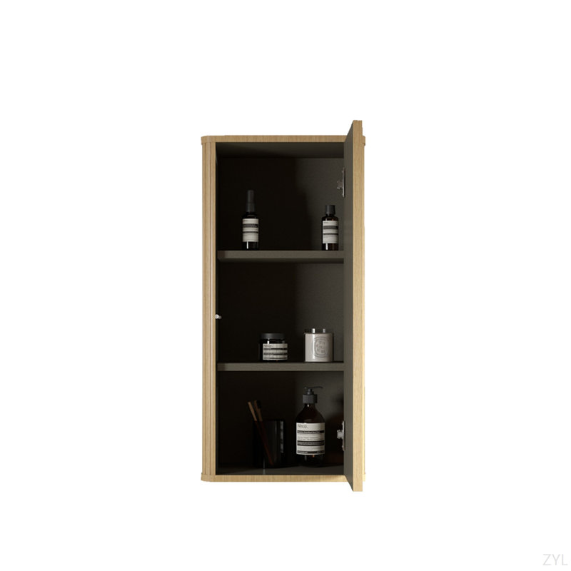Oak Bathroom Floating Side Cabinet, Wall-Mounted Storage Cabinet For Small Spaces, Pre-Assembled, Natural