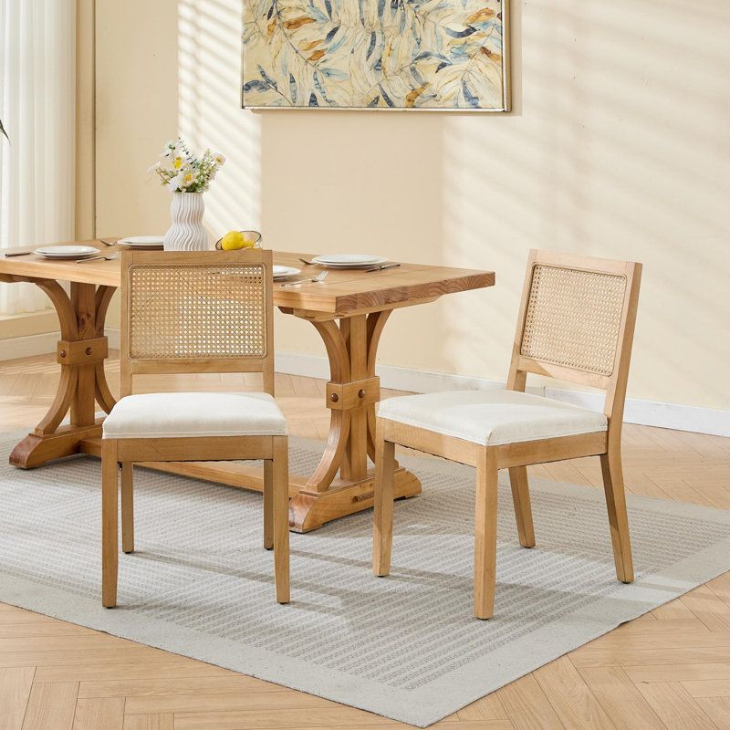 Ensemble de 2 chaises de salle à manger en rotin de style campagnard, chaises de salle à manger modernes Mid-Century