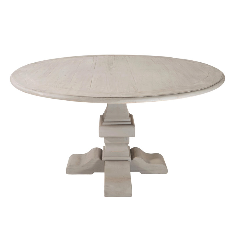 Amania Pine Round Solid Wood Dining Table, Light Gray, Light Gray