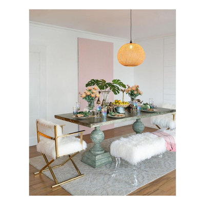 Lustre beige en bambou tissé rond avec abat-jour natté naturel
