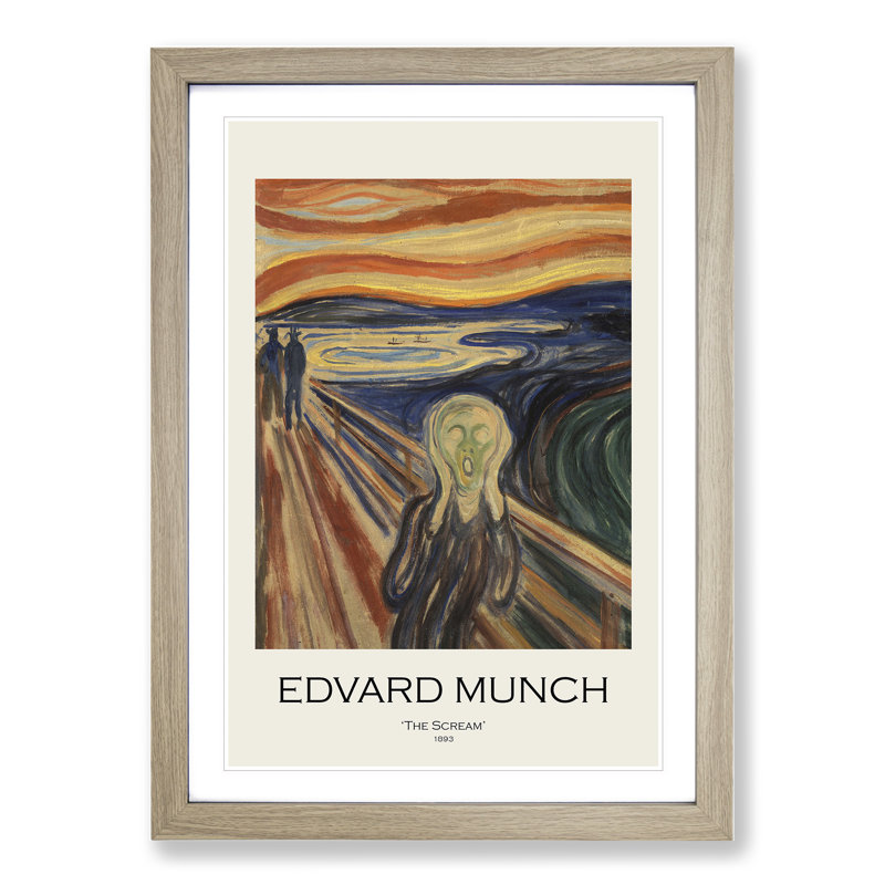 The Scream by Edvard Munch - Picture Frame Painting, Oak Framed, 65cm H x 48cm W x 2cm D