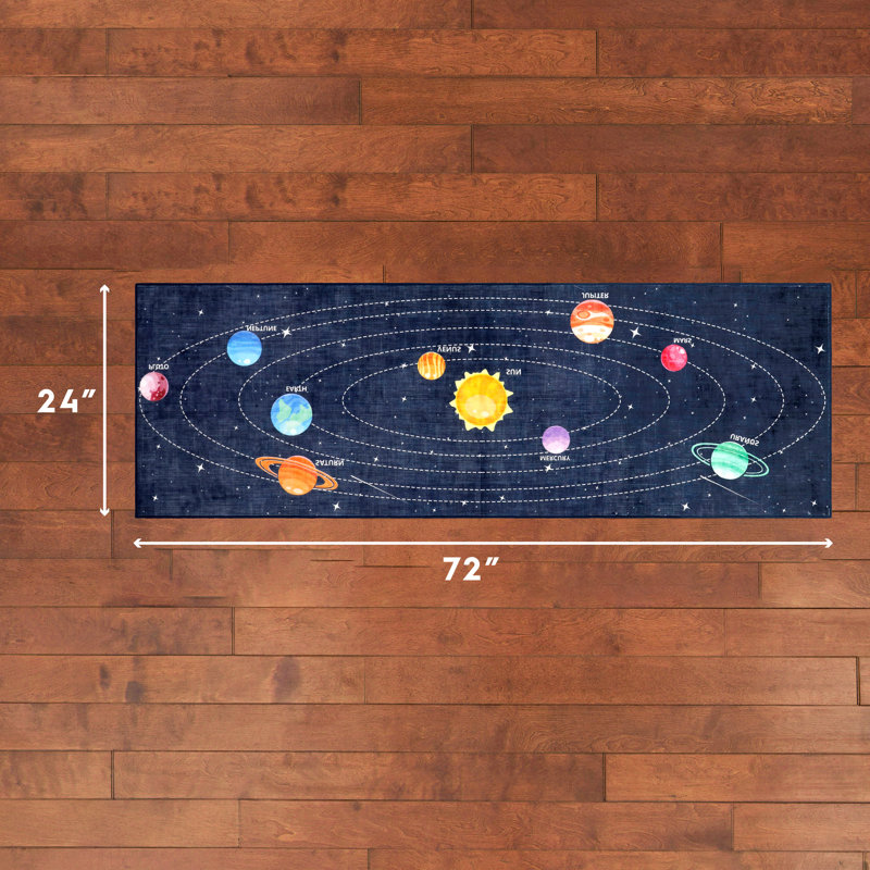 Tapis lavable à la machine Finley, Marine / multicolore, 2 pi x 6 pi 
