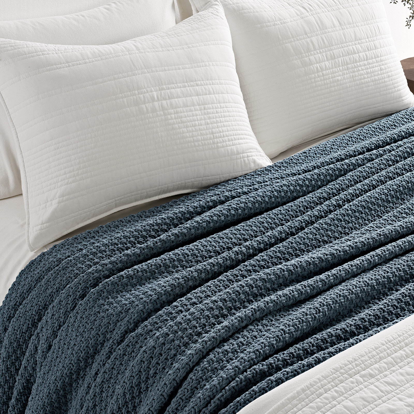 Chunky Chenille Weighted Throw Blanket, 90" L x 90" W, Stormy Blue