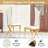 70" Rectangular Dining Table Set With Modern Luxury Gold Stainless Steel Gourd Legs Withtempered Glass Tabletop, Streamlined PU Leather Chairs With Gold Ball Accents-1151264698-1151264696