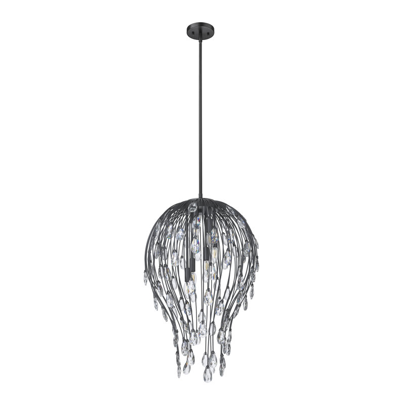 Luminaire suspendu 6 lumières noir mat Gabriella, Noir mat