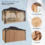 Pavillon de jardin à toit rigide de 12 pi x 16 pi avec système de drainage, pavillon de jardin extérieur en aluminium avec double toit en acier galvanisé, pavillon de patio permanent en métal avec filet, pour jardin, terrasse