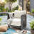 Modern Rope Woven Patio Chair with Aluminum Frame and Wood Grain;Weather-Resistant Outdoor Armchair for Pool and Garden-837294192