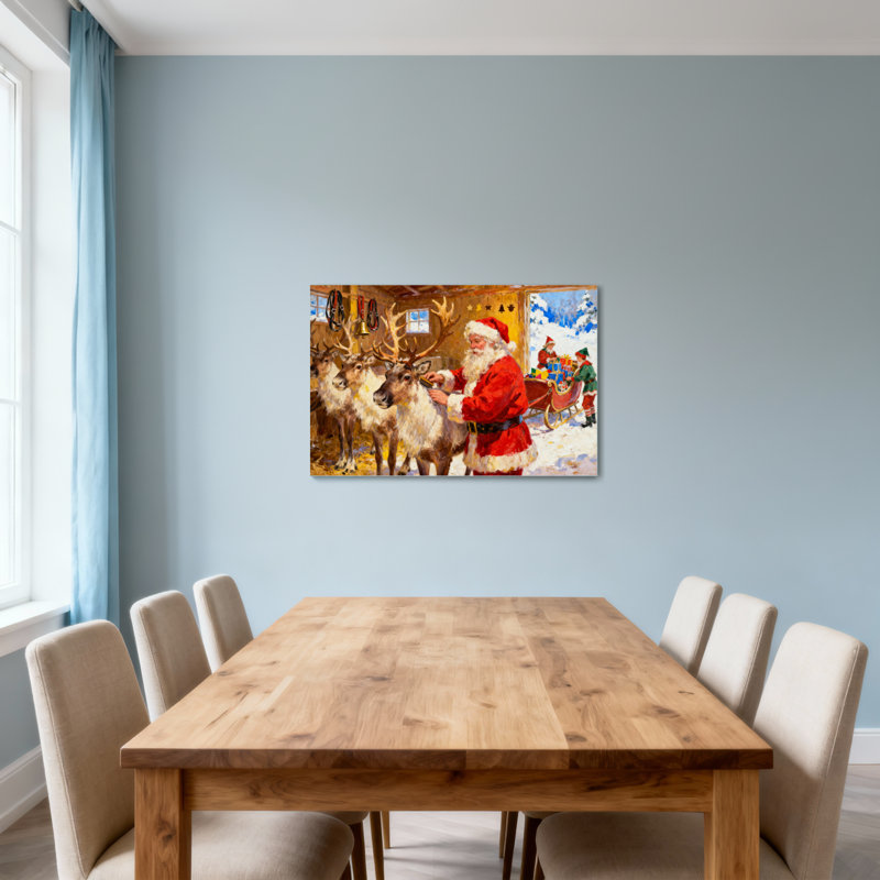 Père Noël de Noël avec renne en atelier