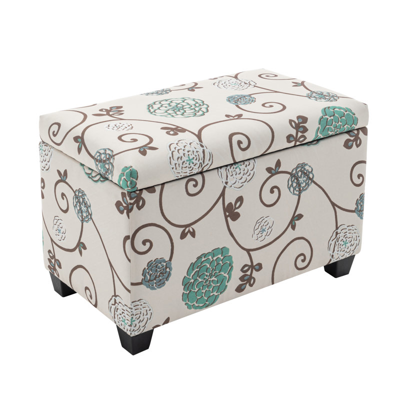 Banc de rangement rembourré en tissu Bacca, Floral