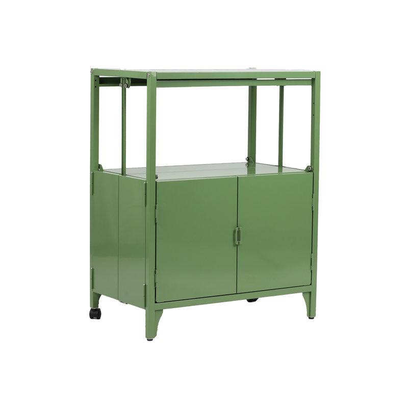 Armoire de rangement pliante en métal à roulettes, Vert