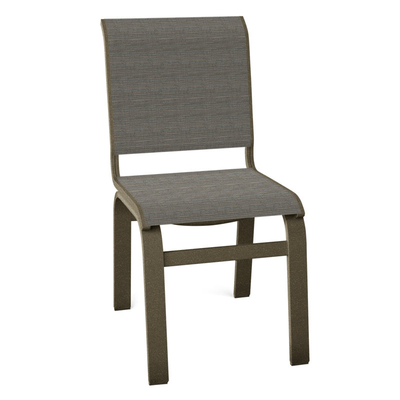 Aruba 1 Outdoor Dining Side Chair, Textured Beachwood, Collect Charcoal