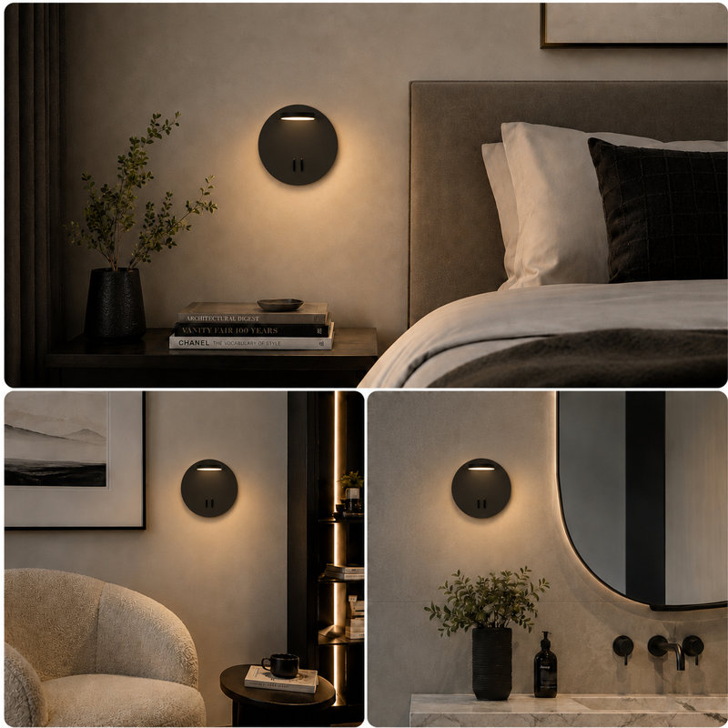 14W LED Wall Sconce Lighting Fixture, Matte Black