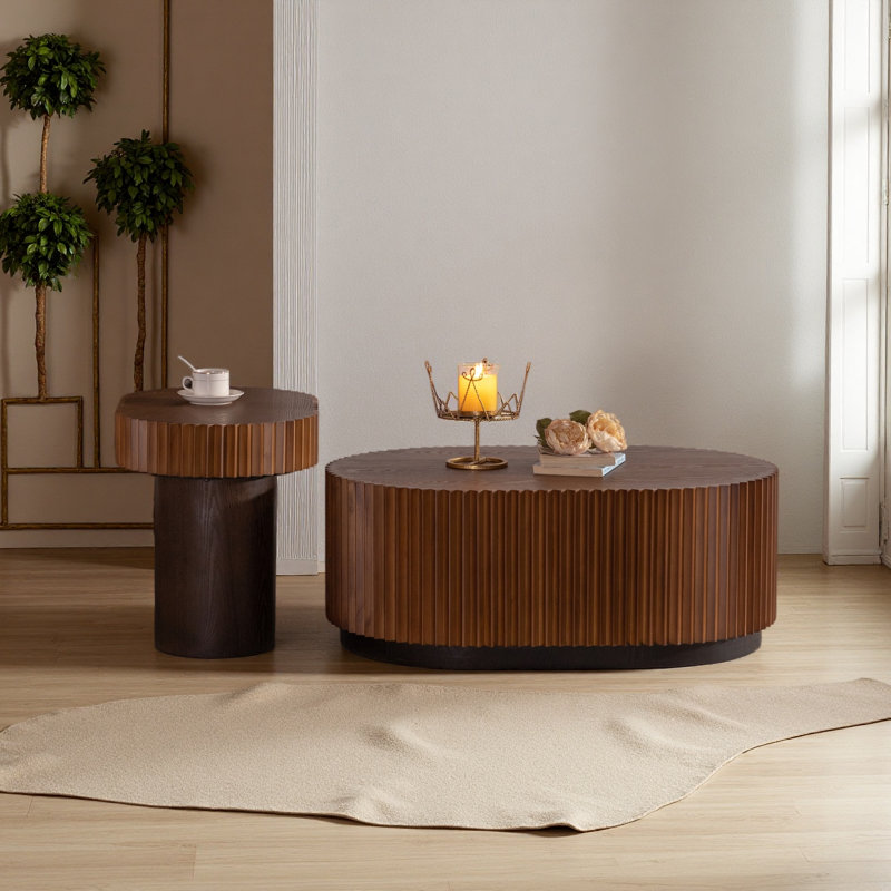 Ensemble de 2 tables basses gigognes rondes Handcraft