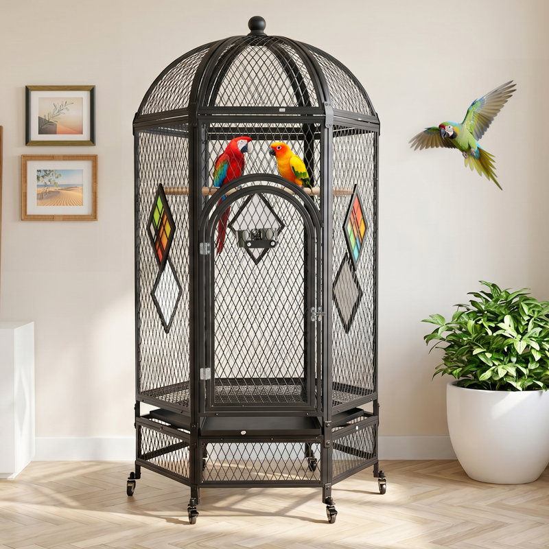 69" H Dome Large Birdcage with Rolling Stand