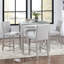 Ensemble de table 5 pièces à hauteur de comptoir, ensemble de table de cuisine en bois avec table carrée et 4 chaises rembourrées, ensemble de table de salle à manger à hauteur de comptoir avec décoration en cristal et ensemble de chaises, gris arg
