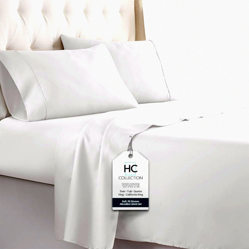 UltraSoft 1800 Series Bed Sheet Set - White - 4 Piece - Deep Pockets - Fade Resistant - Machine Washable - Size Sheets & Pillowcases - Luxury Bedding