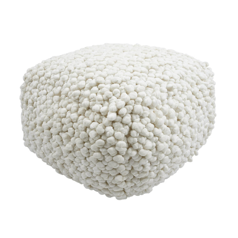 Cream Woven Pouf