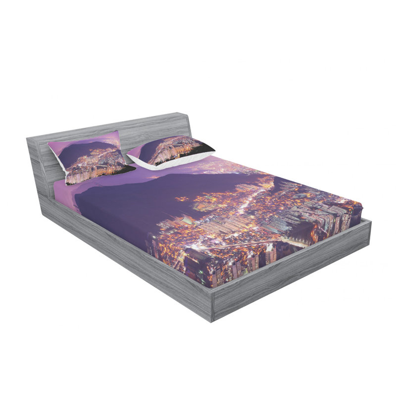 Ensemble de draps Skyline Of Busan, Ensemble de draps pour lit double avec un drap-hou