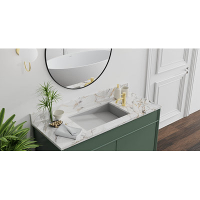 Lavabo de salle de bain encastré en résine en pierre Badeloft UB-04-RL-MGRY de 25,2 po x 16,1 po Badeloft