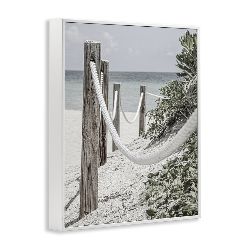 Art de la giclée encadrée par une corde de clôture par Incado, Estampe numérique encadrée blanc bord de mer