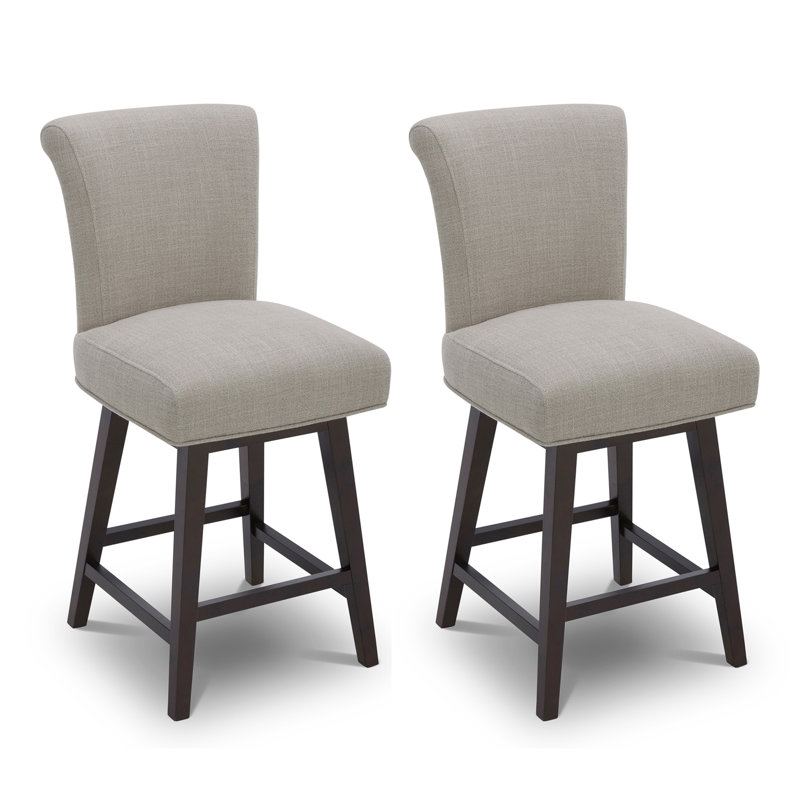 Tabouret pivotant Elora, Beige lin, Tabouret de comptoir (siège d'une hauteur de 26 p, 2