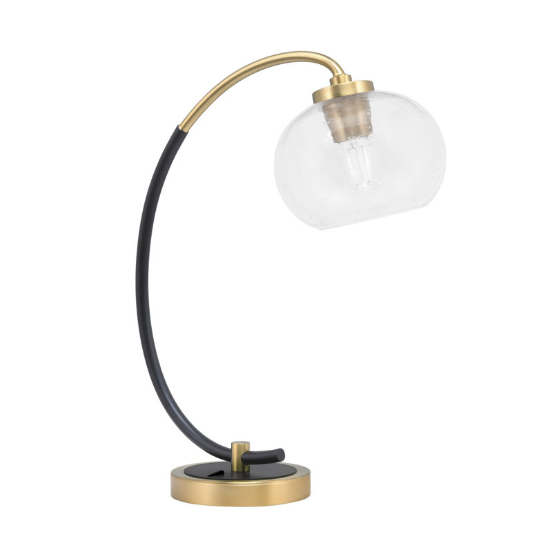 Lampe de bureau Arrandale, Transparent, Noir mat / laiton