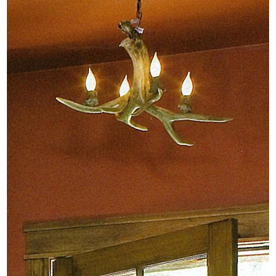 Lustre classique / traditionnel 4 lumières Musso Antler Shed Mule Deer