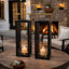 Lanterne Xoro, aluminium doré, panneau latéral de ferme, bois de manguier noir 25 po