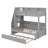 Twin Over Full Bunk Bed Featuring Storage Staircase, Pull-Out Bed, Storage Units, LED & USB Ports-1810096007